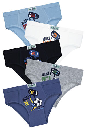 Erkek Çocuk 5'li Paket Renkli Slip Külot - Futbol -