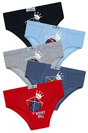 Erkek Çocuk 5'li Paket Renkli Slip Külot - Basketbol -
