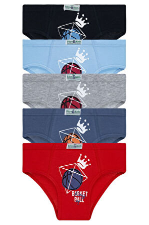 Erkek Çocuk 5'li Paket Renkli Slip Külot - Basketbol -