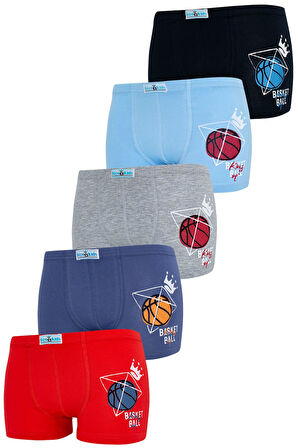 Erkek Çocuk Boxer 5 Li Paket Karışık Renk Byo2630