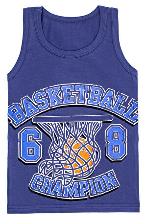 Erkek Çocuk Atlet Basketbol Baskılı 5 Li Paket Karışık Renk Baskılı Atlet