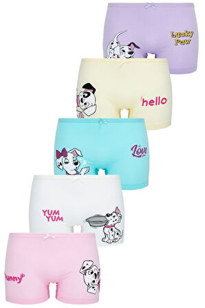 Kız Çocuk Sevimli Köpekler Baskılı 5'li Paket Boxer