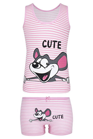 Kız Çocuk Geniş Askılı Atlet Ve Boxer Takım Byo4108