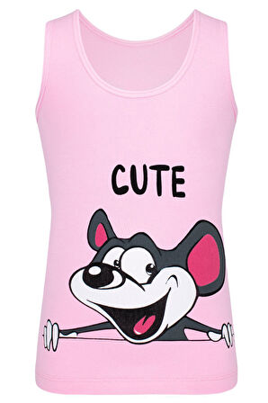 Kız Sevimli Hayvanlar Kalın Askılı Çocuk Atlet 5'li Paket BYO3638