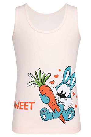 Kız Sevimli Hayvanlar Kalın Askılı Çocuk Atlet 5'li Paket BYO3638