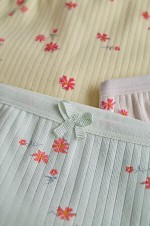 Kız Çocuk 5 li Paket Çiçek Desenli Boxer Çok Renkli