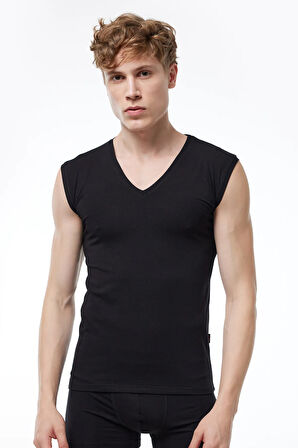 Görünmez Atlet Erkek Siyah Ten Rengi 2 Li Paket V Yaka Iz Yapmayan Modal Kolsuz Atlet 064