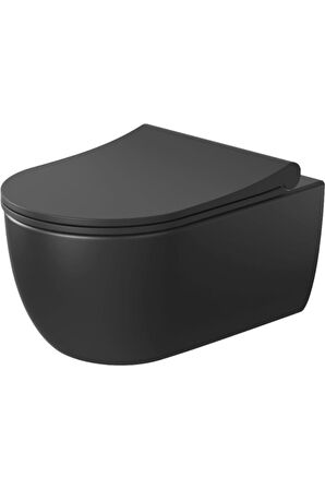V-tondo Asma Klozet Taharet Borusuz Rimless Mat Siyah Kapak Hariçtir 1416-004-0129