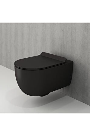 V-tondo Asma Klozet Taharet Borusuz Rimless Mat Siyah Kapak Hariçtir 1416-004-0129