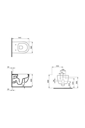 V-tondo Asma Klozet Taharet Borusuz Rimless Mat Siyah Kapak Hariçtir 1416-004-0129