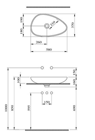 Bocchi Etna Çanak Lavabo 58 cm MAT ANTRASİT 1114-020-0125