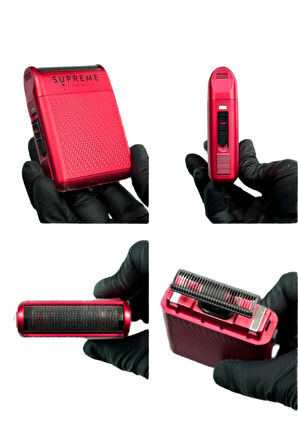 Supreme Trimmer Kırmızı Solo Folyo Tıraş Makinesi | Cilt Dostu Folyo, 7800 RPM, USB-C