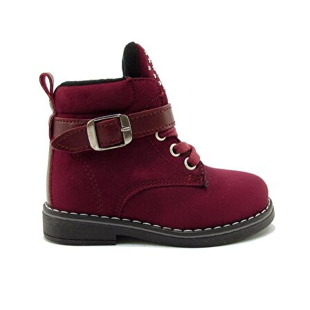 JUMP JM24161-B BORDO SÜET UNISEX ÇOCUK KEMER DETAYLI FERMUARLI BOT
