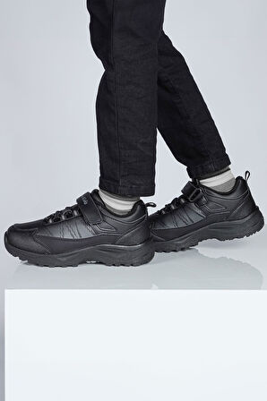 29195 Cırtlı Full Siyah Üniseks Çocuk Sneaker Günlük Spor Ayakkabı