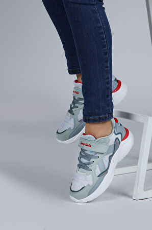 29189 Cırtlı Mavi - Turuncu Üniseks Çocuk Sneaker Günlük Spor Ayakkabı