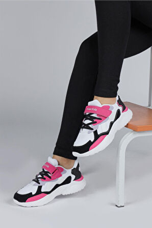 Jump 29189 Çocuk Unisex Sneaker Spor Ayakkabı Beyaz - Siyah - Fuşya