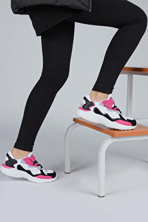 Jump 29189 Çocuk Unisex Sneaker Spor Ayakkabı Beyaz - Siyah - Fuşya