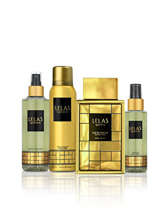 Lelas 1583 Golden Özel 4'lü Set 85 ML EDP Parfüm + Vücut Spreyi + Deodorant + Saç Spreyi