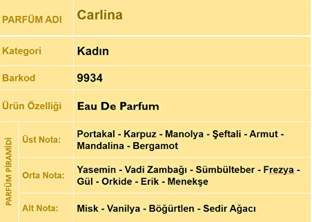 Nurxos 9934 Carlina Edp 30 ML Çiçeksi Meyveli Kadın Parfümü