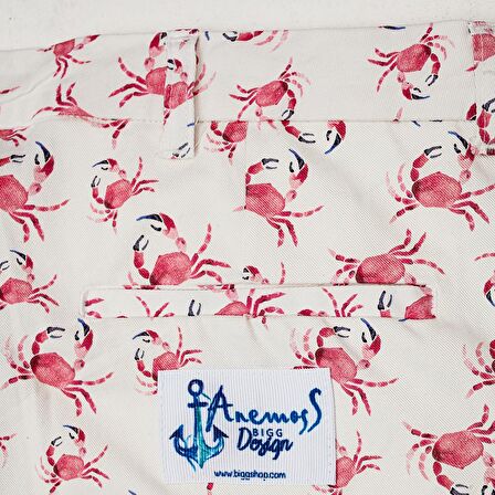 Anemoss Yengeç Erkek Şort Beyaz-S