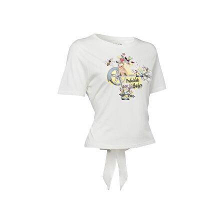 Biggdesign Nature Pedaldaki Bahçe Kadın T-shirt Beyaz-S