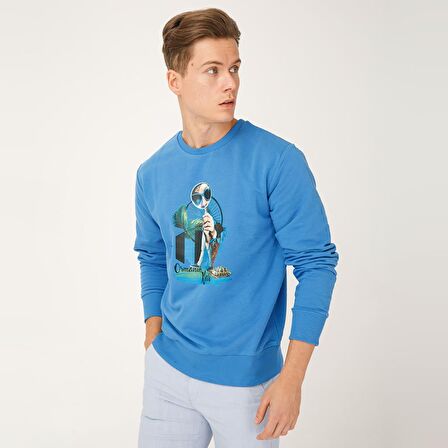 Biggdesign Nature Ormanın Kralı Erkek Sweatshirt Lacivert-S