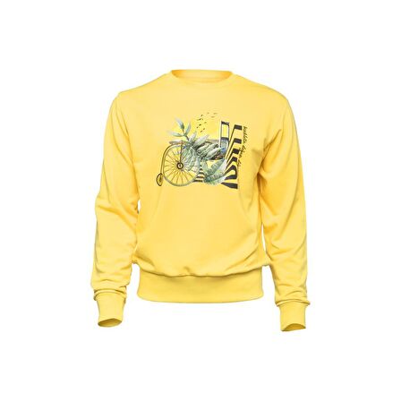 Biggdesign Nature Boğazda Bisiklet Erkek Sweatshirt Sarı-S