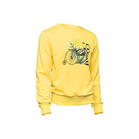 Biggdesign Nature Boğazda Bisiklet Erkek Sweatshirt Sarı-S