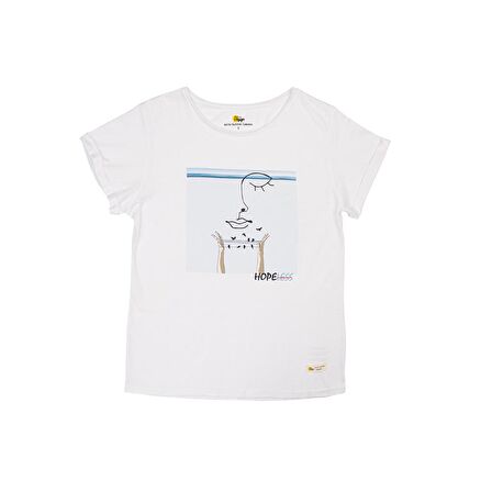 Biggdesign Faces Hope Kadın T-Shirt Beyaz-L