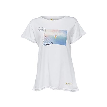 Biggdesign Faces Happy Kadın T-Shirt Beyaz-M