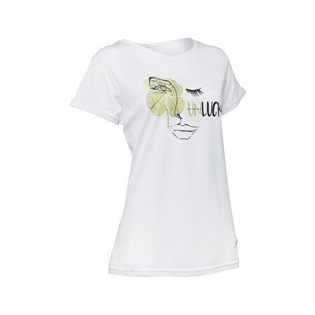 Biggdesign Faces Lucky Kadın T-Shirt Beyaz-L