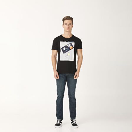 Biggdesign Faces Space Lovers Erkek T-Shirt Siyah-L