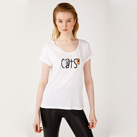 Biggdesign Muzur Kediler T-shirt Beyaz-M