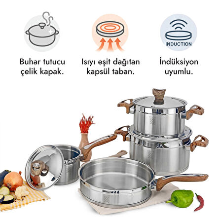 Serenk Definition 7 Parça Paslanmaz Çelik Tencere Seti