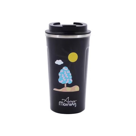 Any Morning 510 ml Paslanmaz Çelik Termos Mug, 6 Saat Sıcak, 10 Saat Soğuk, Siyah SK22016
