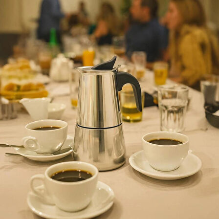 Any Morning FE001-6 Paslanmaz Çelik İndüksiyonlu Espresso Kahve Makinesi 300 Ml