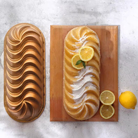 Serenk Fun Cooking Baton Alüminyum Döküm Granit Kaplama Kek Kalıbı 34 cm Sarı