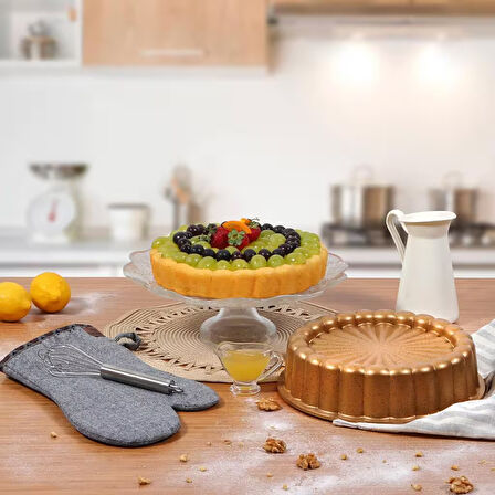 Serenk Fun Cooking Papatya Alüminyum Döküm Granit Kaplama Tart Kalıbı 28 cm Sarı