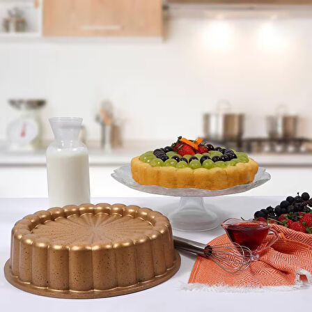 Serenk Fun Cooking Papatya Alüminyum Döküm Granit Kaplama Tart Kalıbı 28 cm Sarı