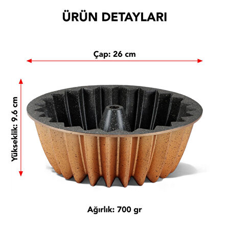 Serenk Fun Cooking Yıldız Alüminyum Döküm Granit Kaplama Kek Kalıbı 26 cm Sarı
