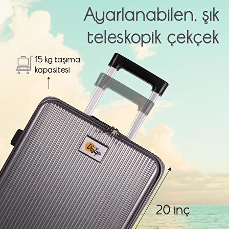 Biggdesign Moods Up Ön Bölmeli, Bardaklık ve USB Girişli Kabin Boy Valiz 20" Gümüş