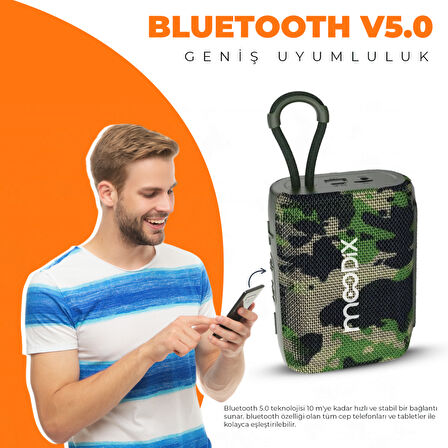 Moodix KI23TM02 Bluetooth Hoparlör Kamuflaj 5W