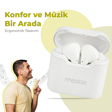 Moodix KI23KT03 Bluetooth Kulakiçi Kulaklık Beyaz