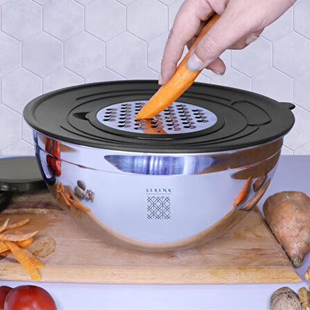 Serenk Modernist 9 parça Rendeli Çelik Karıştırma ve Saklama Kabı