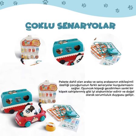 Ogi Mogi Toys Ses Kontrollü Köpek, Araba ve Atıştırma Arabası Seti