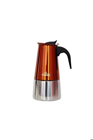 Fe001-6 Espresso Kahve Makinesi Paslanmaz Çelik Indüksiyonlu Moka Pot 300 ml Bakır