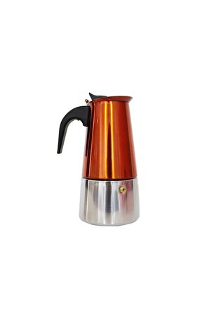 Fe001-6 Espresso Kahve Makinesi Paslanmaz Çelik Indüksiyonlu Moka Pot 300 ml Bakır