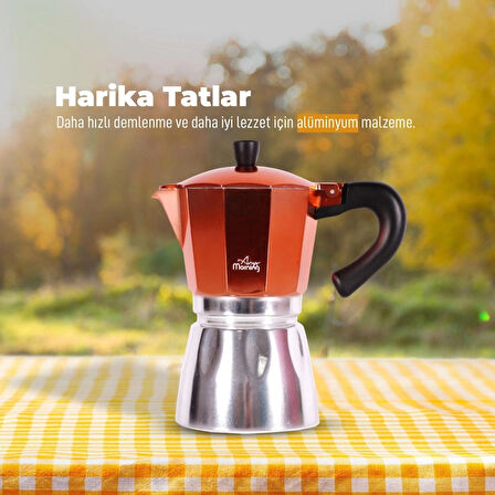 Any Morning Hes-6 Espresso Kahve Makinesi Alüminyum Moka Pot 240 Ml Bakır
