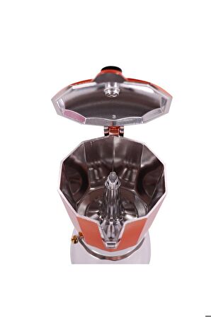 Hes-6 Espresso Kahve Makinesi Alüminyum Moka Pot 240 ml Bakır