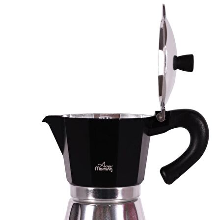 Any Morning Hes-6 Espresso Kahve Makinesi Alüminyum Moka Pot 240 Ml Siyah